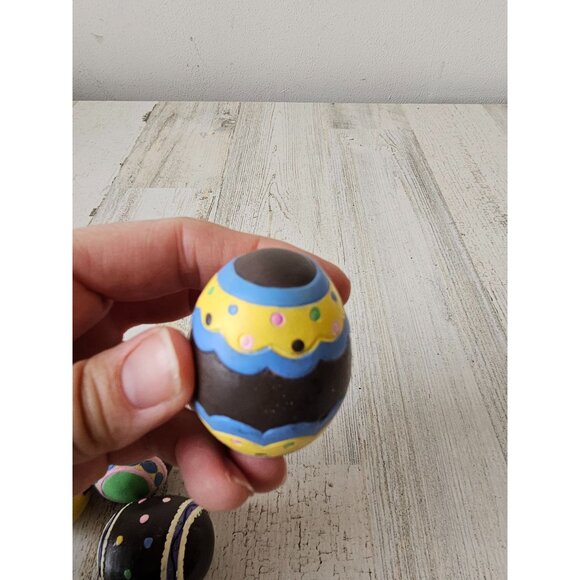 Vintage faux chocolate egg Easter spring decor set pink striped - Picture 10 of 11